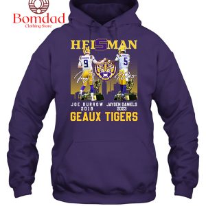 LSU Tigers Heisman Joe Burrow And Jayden Daniels Geaux T Shirt