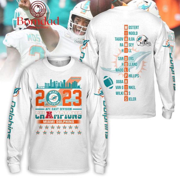 Miami Dolphins 2023 AFC Champions White Design Hoodie T Shirt