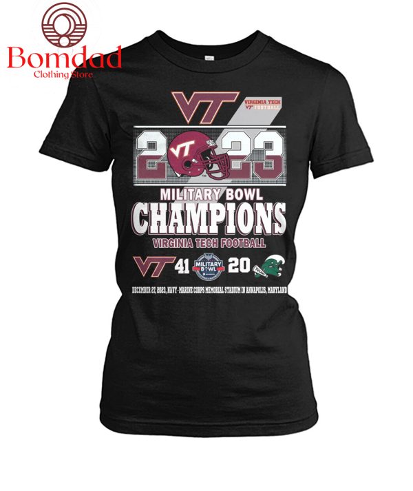 Virginia Tech Football 2023 Military Bowl Champions T Shirt