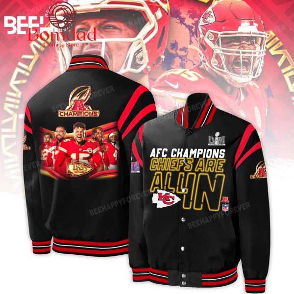 AFC Champions Chiefs Are All In Black Design Baseball Jacket