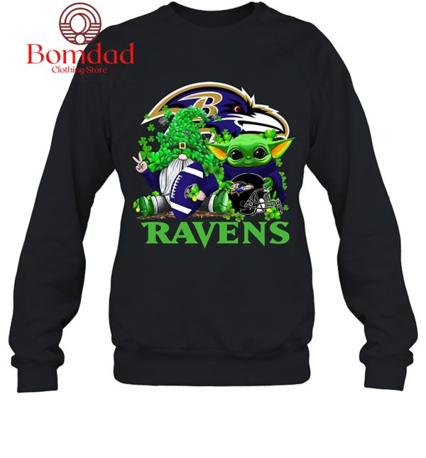 Baltimore Ravens Baby Yoda Happy St.Patrick’s Day Shamrock T Shirt