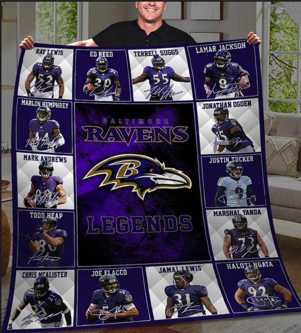 Baltimore Ravens Legends Fleece Blanket Quilt