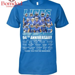 Detroit Lions 94th Anniversary 1930 2024 Memories T Shirt