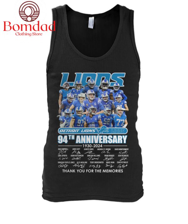Detroit Lions 94th Anniversary 1930 2024 Memories T Shirt