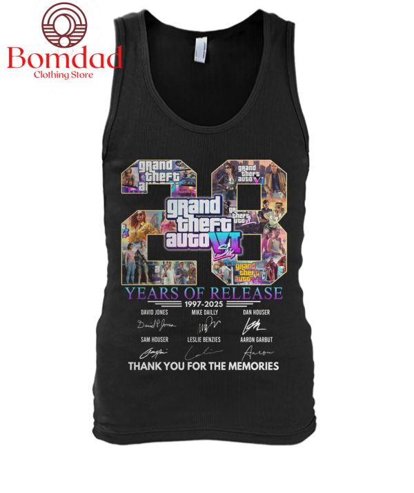 Grand Theft Auto VI 28 Years Of Release Memories T Shirt