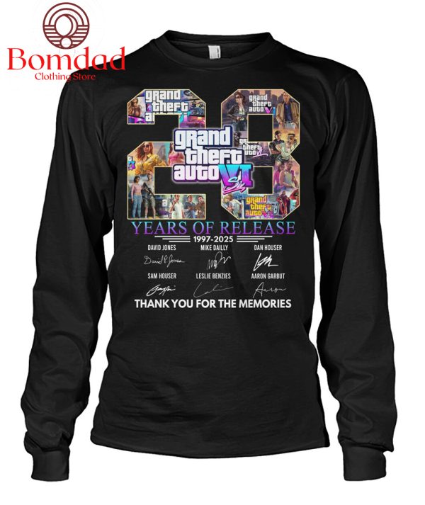 Grand Theft Auto VI 28 Years Of Release Memories T Shirt