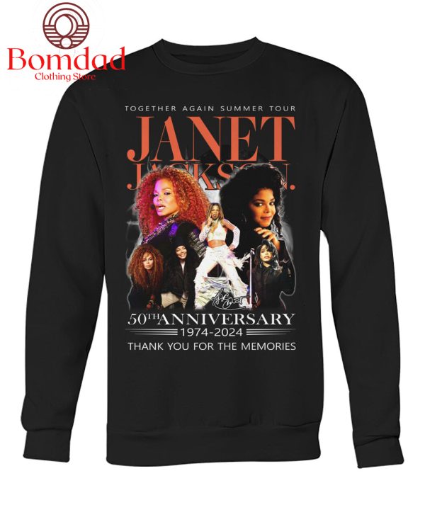 Janet Jackson 50th Anniversary 1974 2024 Together Again Summer Tour Memories T Shirt