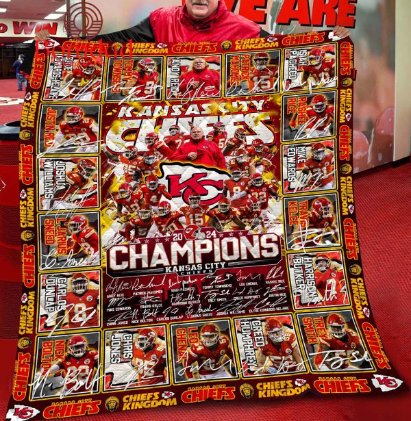 Kansas City Chiefs 2024 Champions Fleece Blanket Quilt
