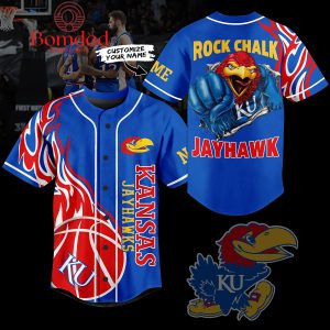 Kansas Jayhawks Rock Chalk Jayhawk Personalized Baseball Jersey