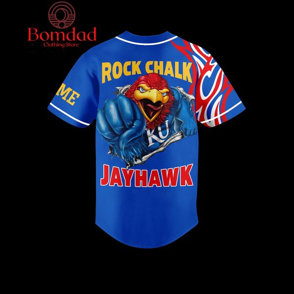 Kansas Jayhawks Rock Chalk Jayhawk Personalized Baseball Jersey