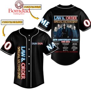 Law & Order Special Victims Unit 25th Anniversary 1999 2024 Personalized Baseball Jersey