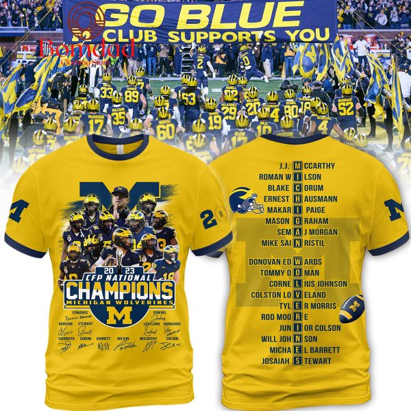 Michigan Wolverines 2023 CFP National Champions Gold Hoodie T Shirt
