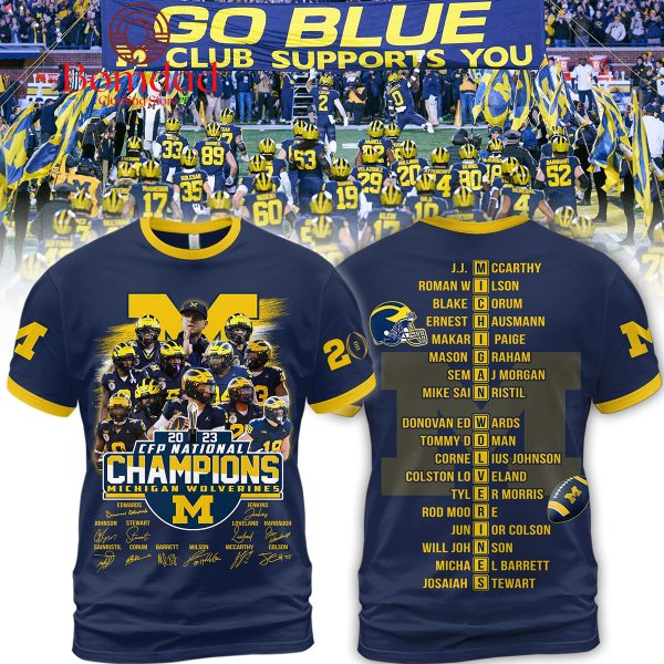 Michigan Wolverines 2023 CFP National Champions Navy Design Hoodie T Shirt