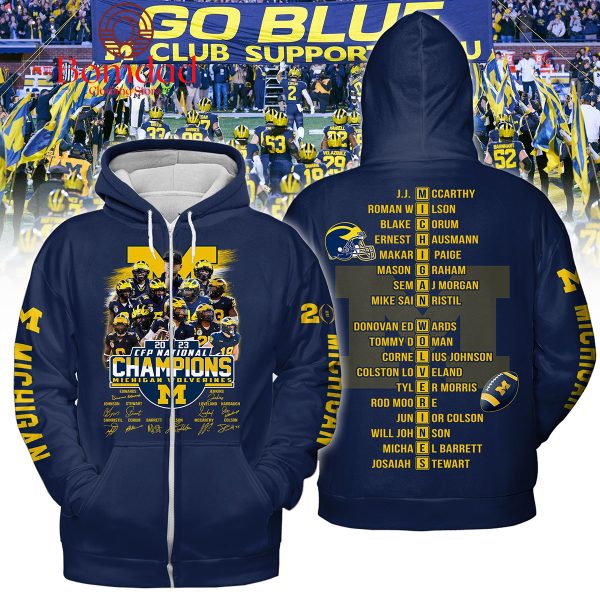 Michigan Wolverines 2023 CFP National Champions Navy Design Hoodie T Shirt