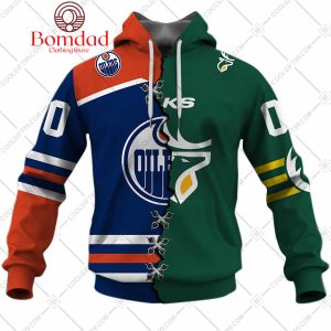 NHL Edmonton Oilers Mix CFL Edmonton Elks Home Jersey Style Hoodie T Shirt