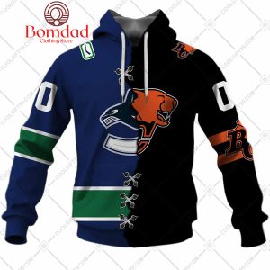 NHL Vancouver Canucks Mix CFL BC Lions Home Jersey Style Hoodie T Shirt