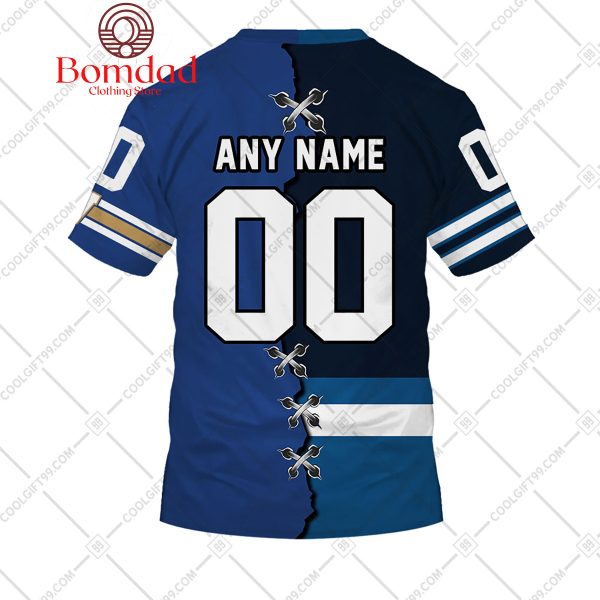 NHL Winnipeg Jets Mix CFL Winnipeg Blue Bombers Home Jersey Style Hoodie T Shirt