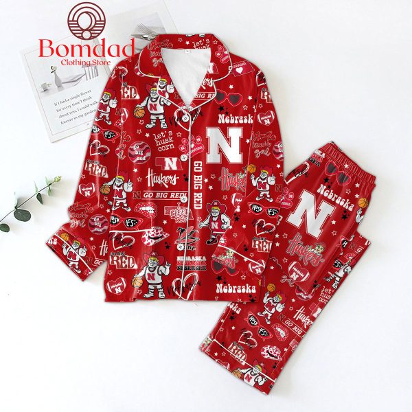 Nebraska Cornhuskers I Bleed Red Let’s Husk Corn Pajamas Set