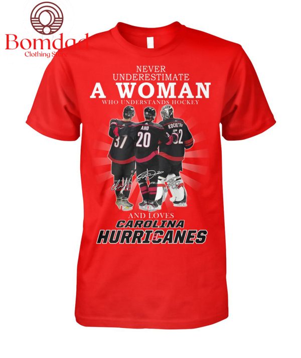Never Underestimate A Woman Who Understands Hockey And Loves Carolina Hurricanes T Shirt