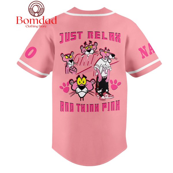 Pink Panther Just Relax And Think Pink Personalized Baseball Jersey