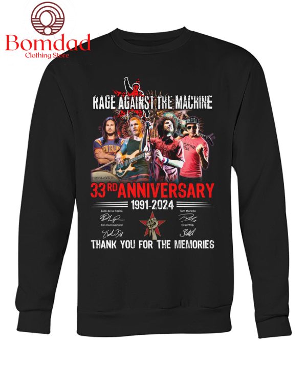 Rage Against The Machine 33rd Anniversary 1991 2024 Memories T Shirt