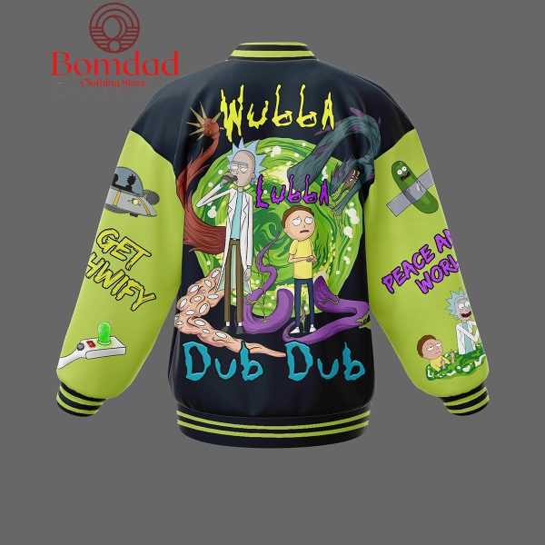 Rick And Morty Get Schwify Peace Among Worlds Baseball Jacket