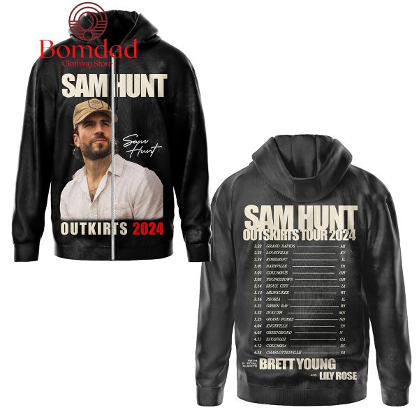 Sam Hunt Outkirts Tour 2024 With Brett Young And Lily Rose Hoodie T Shirt