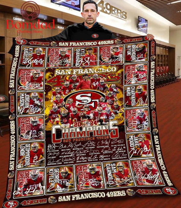 San Francisco 49ers Champions 2024 Fleece Blanket Quilt