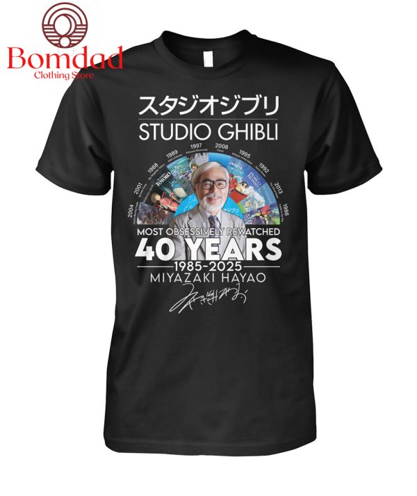 Studio Ghilbi 40 Years 1985 2025 Most Obsessively Rewatched T Shirt