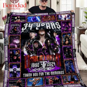 The Undertaker 34 Years 1990 2024 Memories Fleece Blanket Quilt