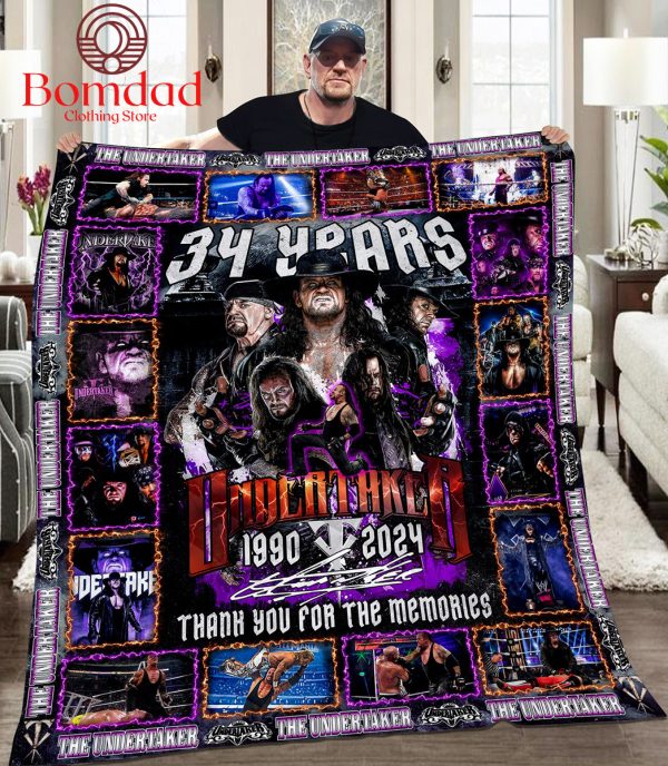 The Undertaker 34 Years 1990 2024 Memories Fleece Blanket Quilt