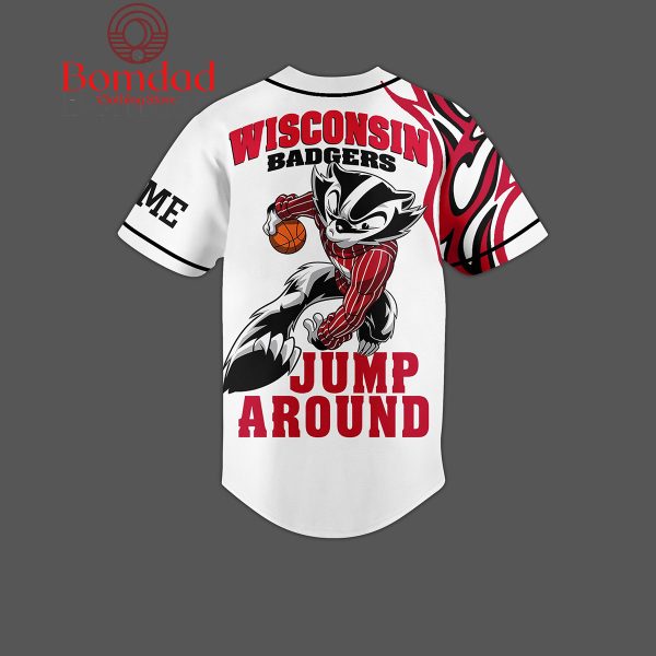 Wisconsin Badgers Jump Around Personalized Baseball Jersey