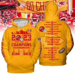 2023 Super Bowl Champions Chiefs Back 2 Back Gold Home Hoodie Sweatshirt T Shirt