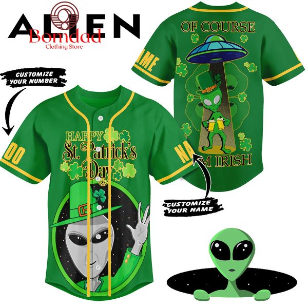 Alien Happy St. Patrick’s Day Personalized Baseball Jersey