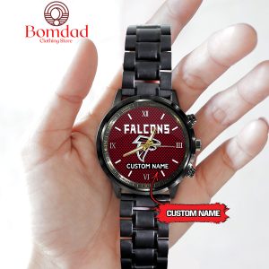 Atlanta Falcons Fan Personalized Black Steel Watch