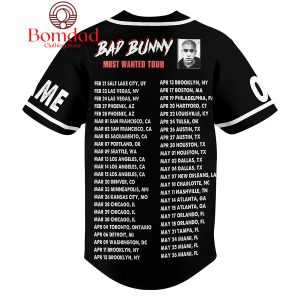 Bad Bunny The Most Wanted Tour Black Personalized Baseball Jersey