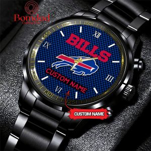 Buffalo Bills Fan Personalized Black Steel Watch