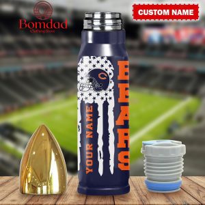 Chicago Bears American Flag Personalized Steel Bullet Tumbler
