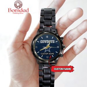 Dallas Cowboys Fan Personalized Black Steel Watch