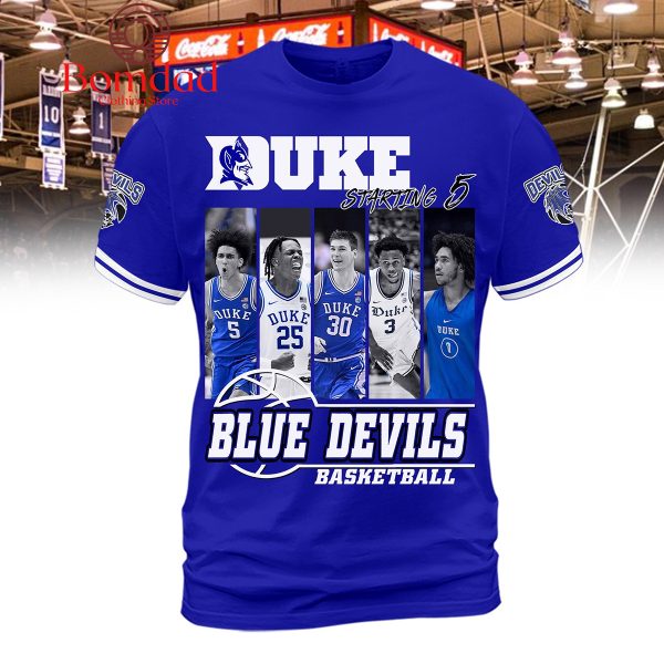 Duke Blue Devils Basketball Staring 5 Fan Hoodie Shirt Blue