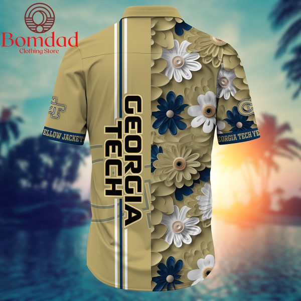 Georgia Tech Yellow Jackets Fan Flower Hawaii Shirts