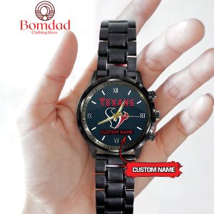 Houston Texans Fan Personalized Black Steel Watch