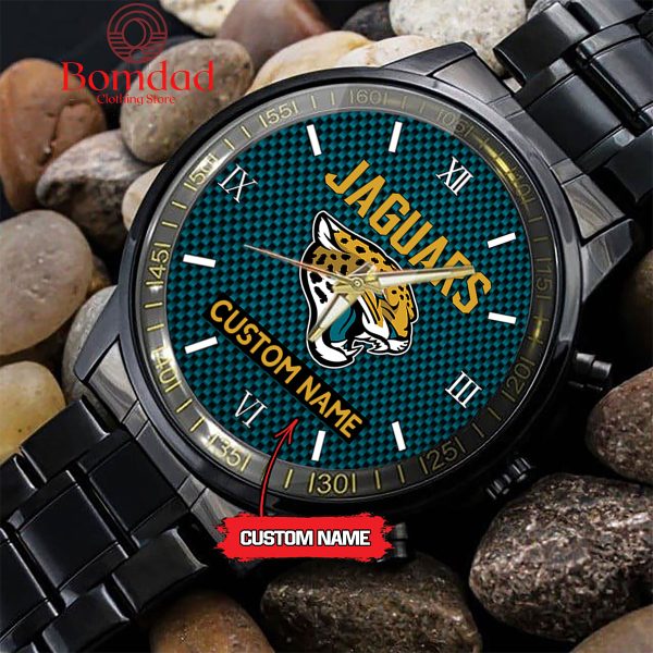 Jacksonville Jaguars Fan Personalized Black Steel Watch
