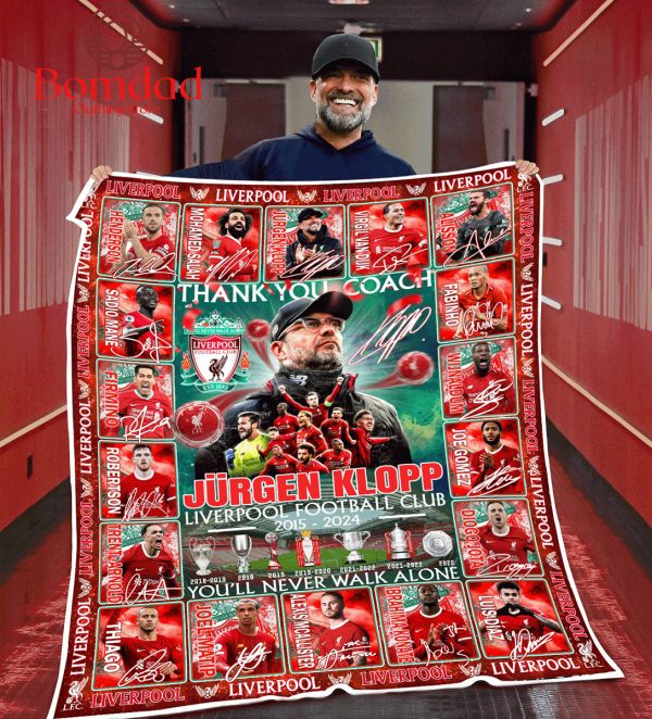 Jurgen Klopp Liverpool Thank You Coach Fleece Blanket Quilt