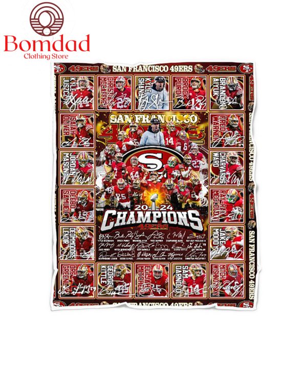 San Francisco 49ers 2024 Superbowl Champions Fleece Blanket Quilt