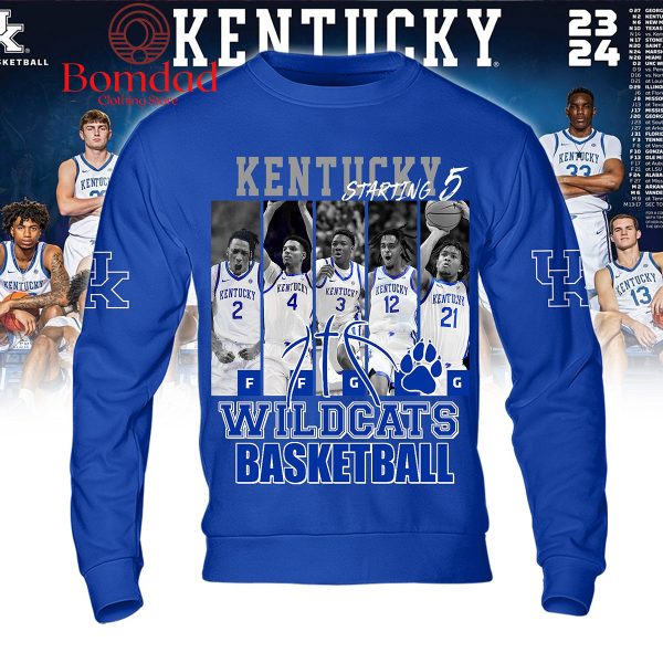 Kentucky Wildcats Basketball Staring 5 Fan Hoodie Shirt Blue