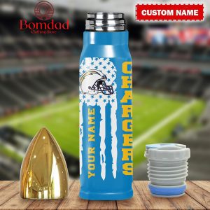 Los Angeles Chargers American Flag Personalized Steel Bullet Tumbler