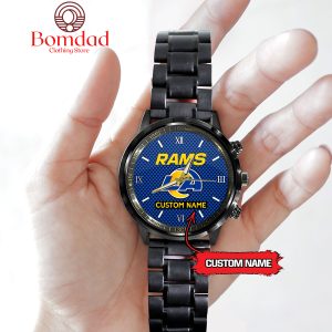 Los Angeles Rams Fan Personalized Black Steel Watch