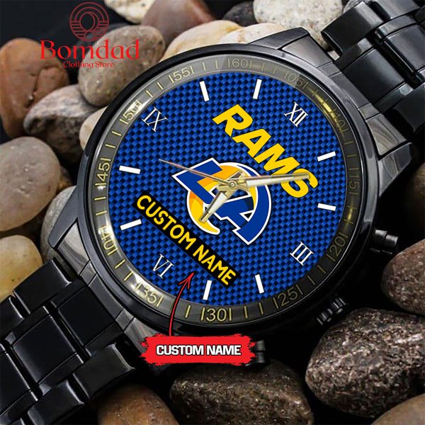 Los Angeles Rams Fan Personalized Black Steel Watch