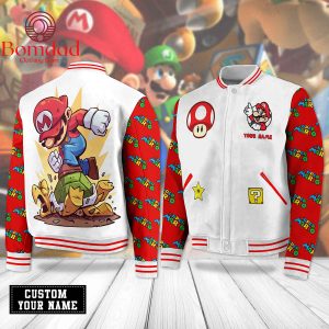 Mario Super Mario Nintendo Game Personalized Baseball Jacket